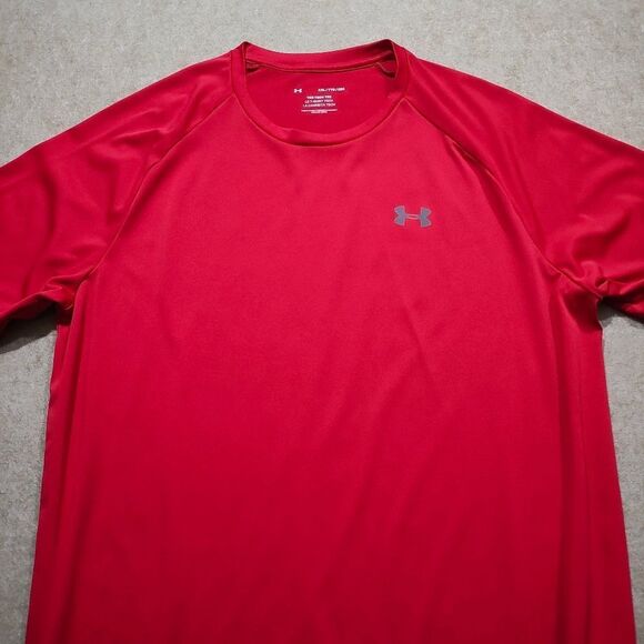 Under Armour The Tech Tee Shirt Red Mens #3 - Picture 1 of 5